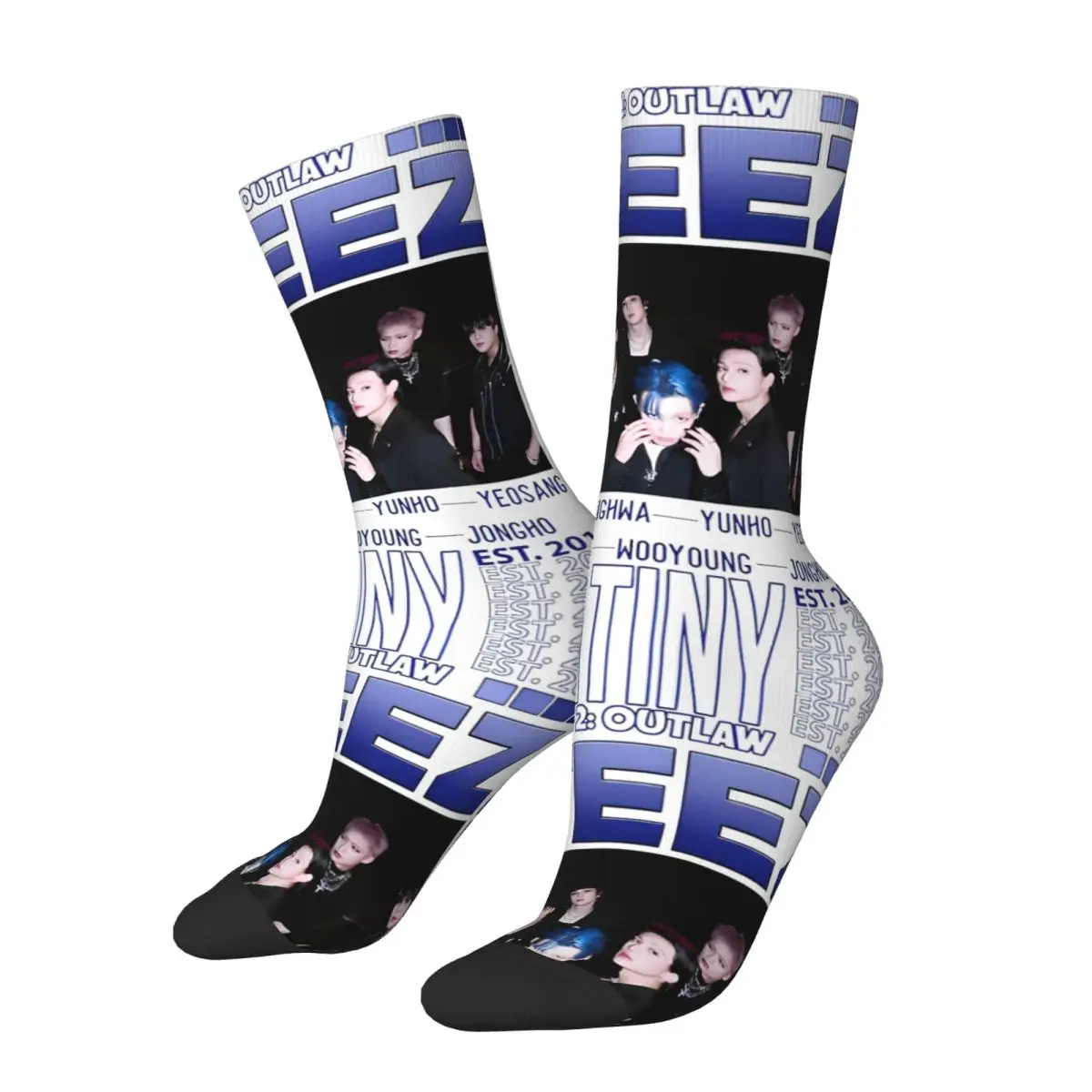 

Hip-hop Kpop Idol Ateezed Music Football Socks Polyester Middle Tube Socks for Women Men Breathable