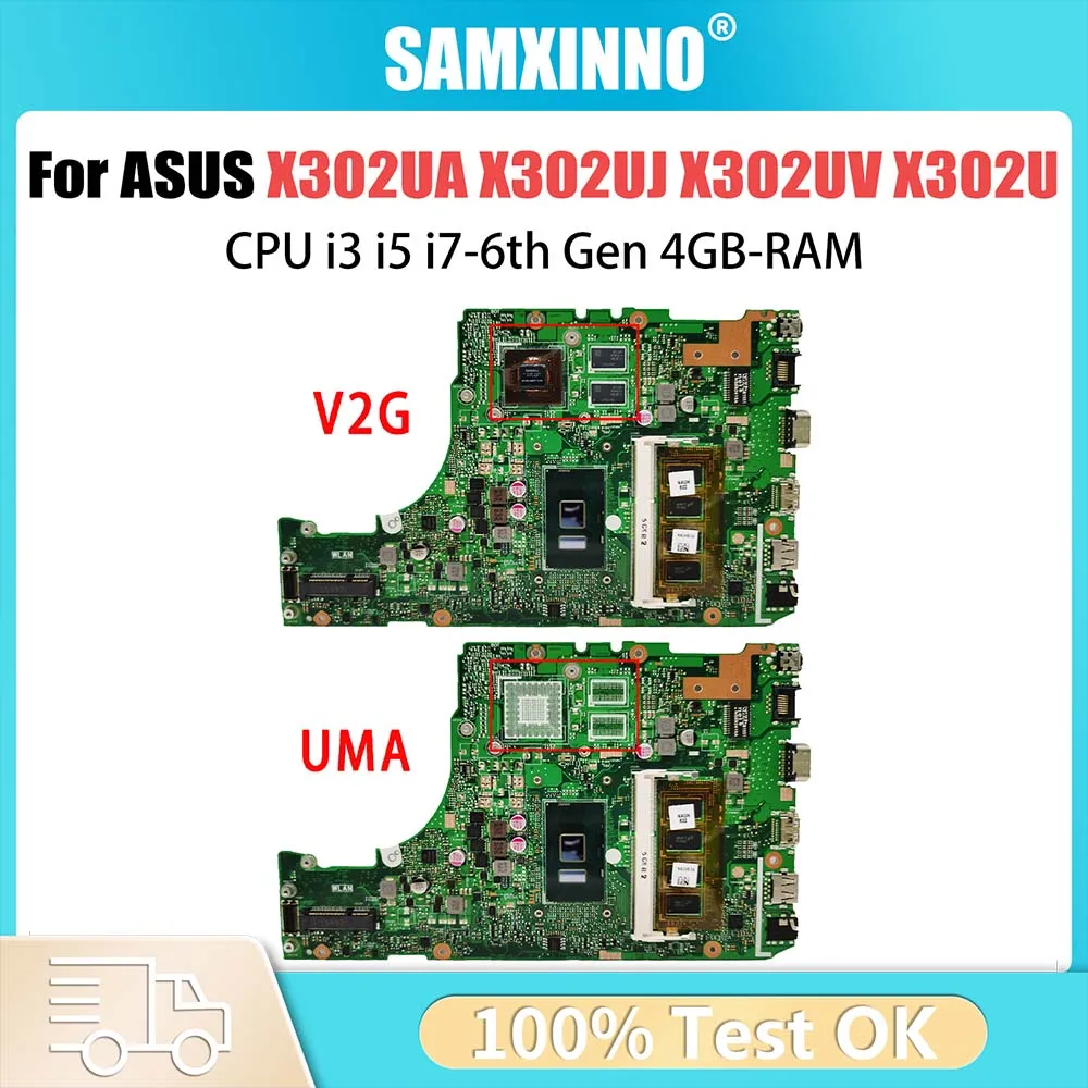 

X302UJ Laptop Motherboard For ASUS X302UA X302UV X302U Mainboard with CPU i3 i5 i7-6th Gen 4GB-RAM GT920M-V2G GPU