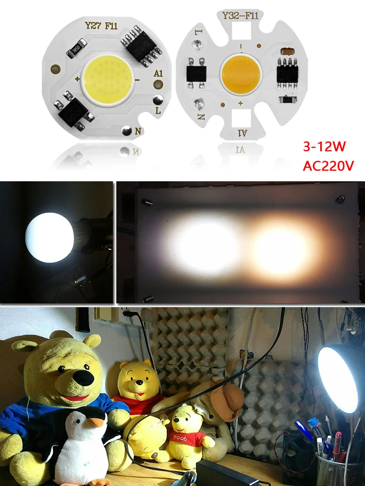 Paquet de 6 lumières à puce LED COB 220V Y27 Y32 3W 5W 7W 9W 12W lampes de paysage puce éclairage de jardin projecteur de mise au point lampe d'inondation perle COB