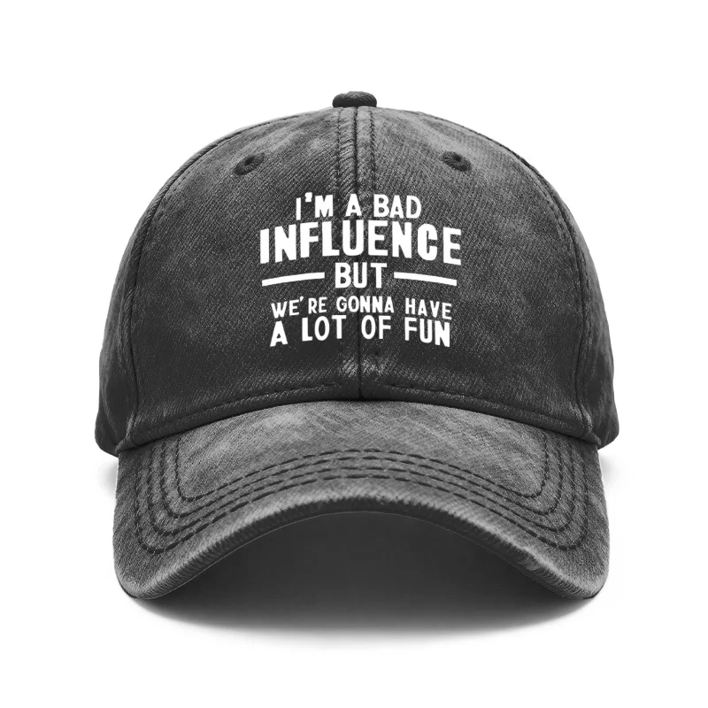 A Vintage Washed Unisex Baseball Cap with a Fun Slogan 