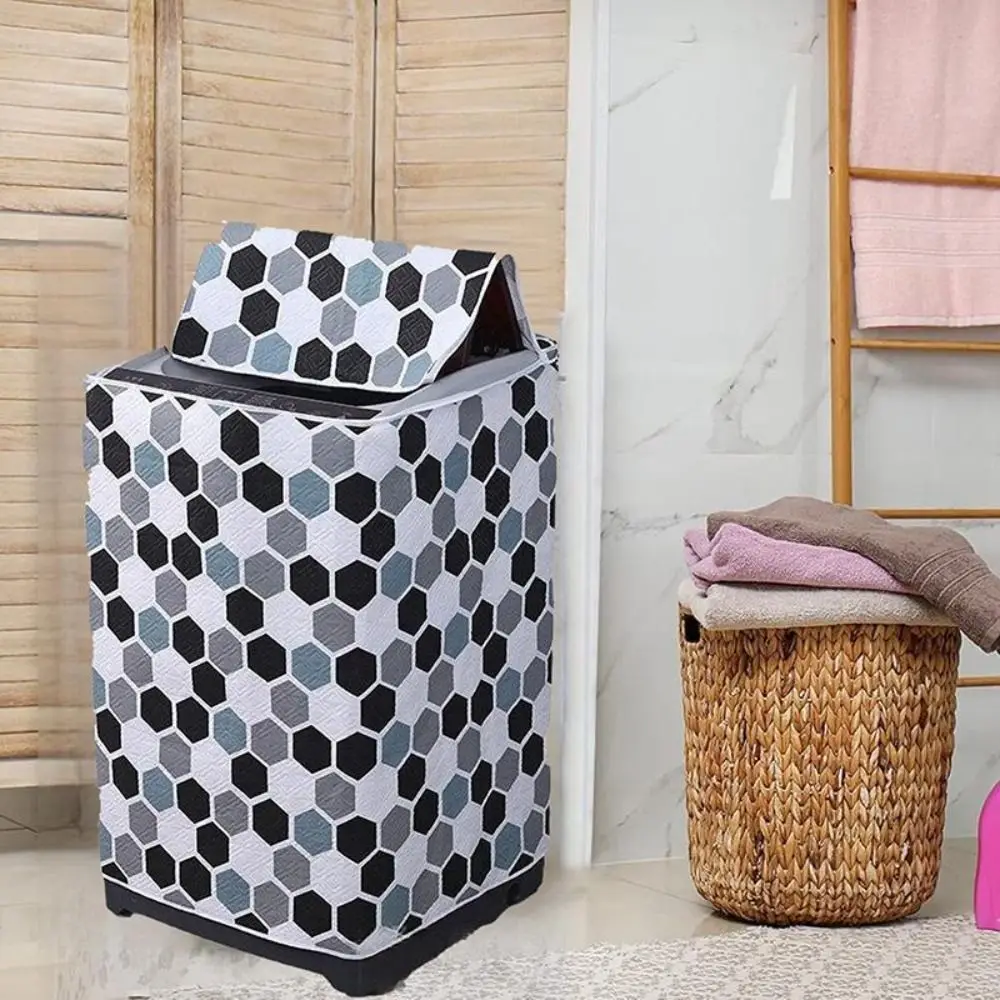 PEVA Washing Machine Cover Waterproof Dustproof Top Load Washer Cover Cute Cartoon Print Foldable Top Laundry Machine Cover