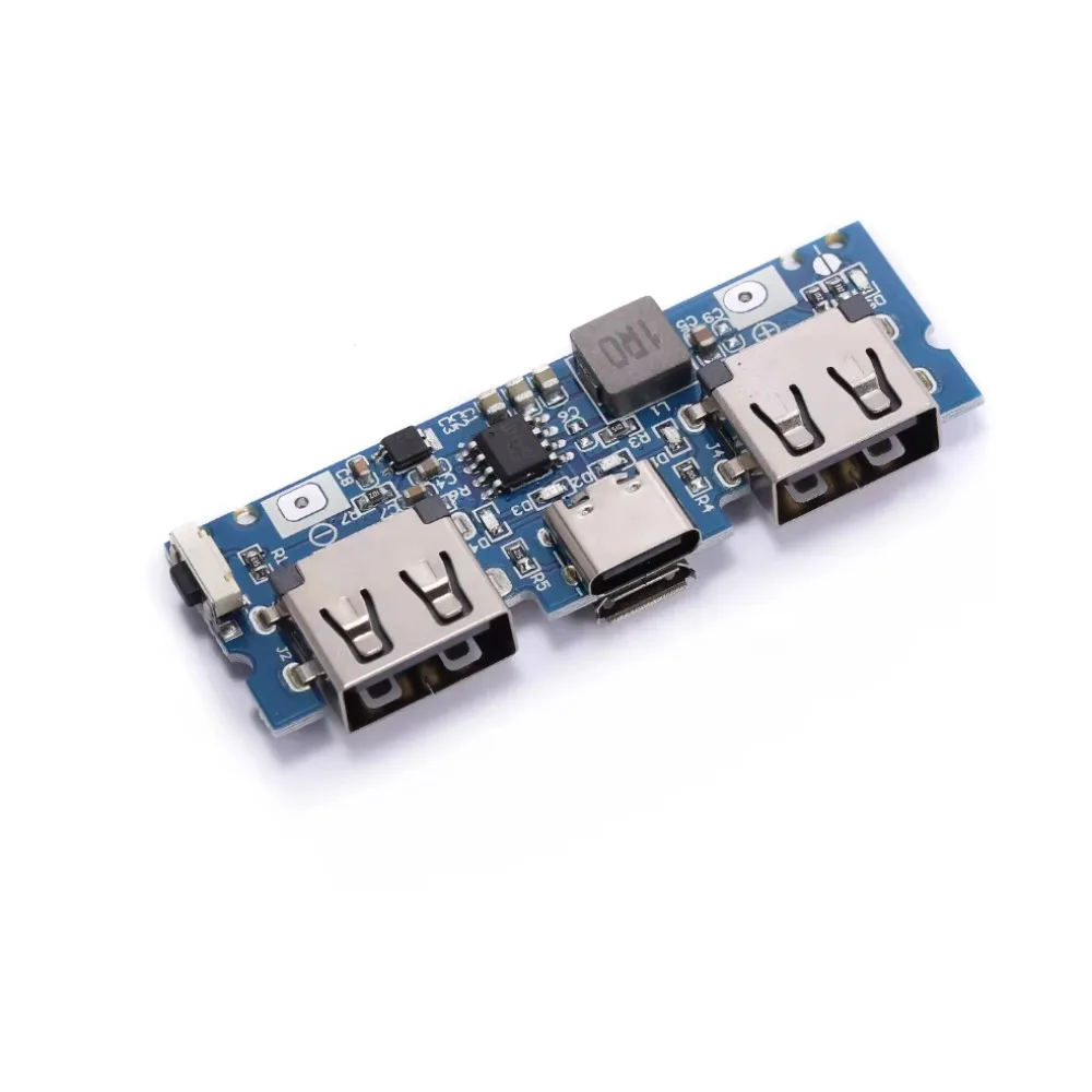 

10 шт./лот, порт зарядки Type-C, двойной USB-банк питания, плата питания, мобильный блок питания, материнская плата «сделай сам», модуль повышения 5 В, 2,4 А
