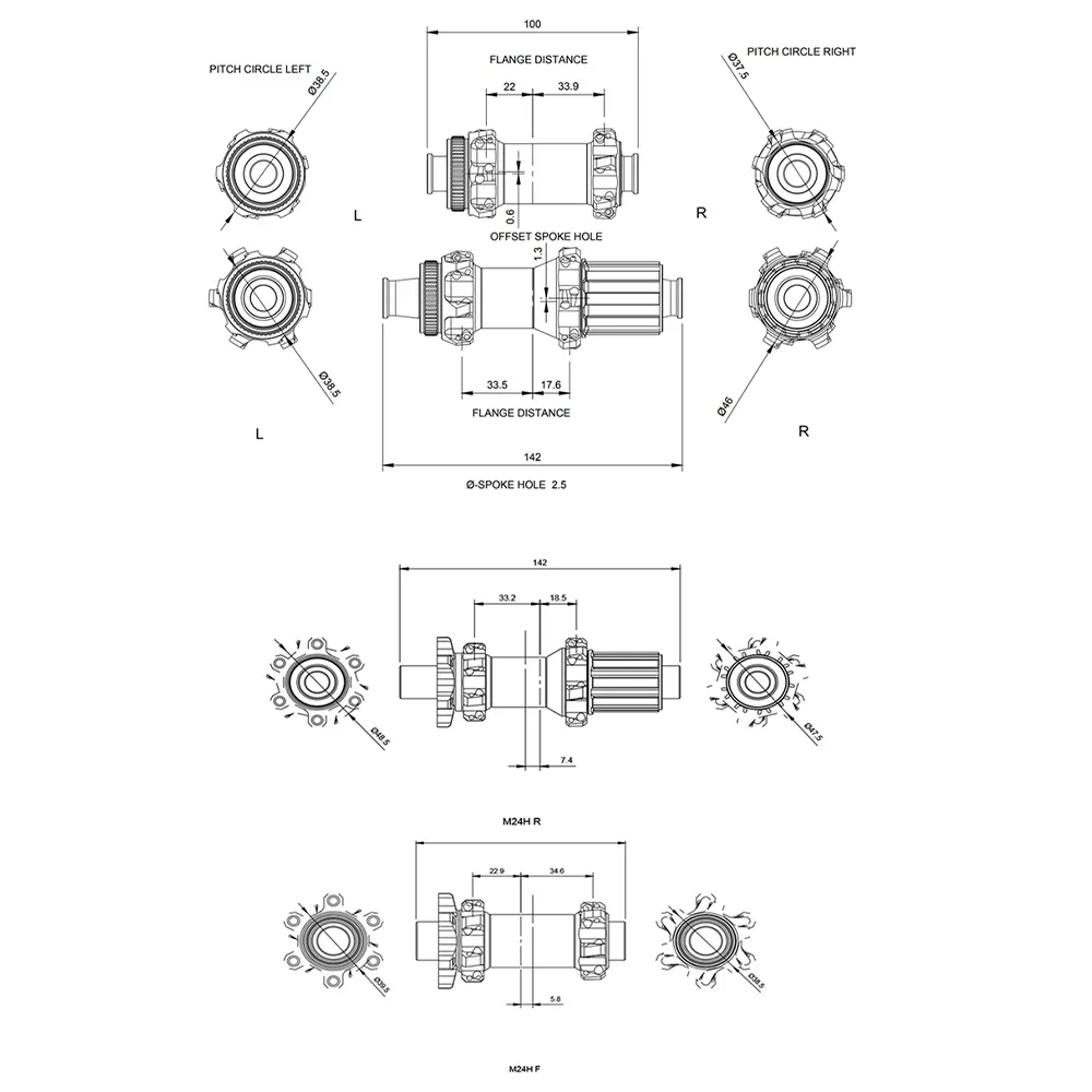 24 Hole Center Lock Road Bike Disc Brake Hub Straightpull XDR HG Core Wheel Ultralight 52T Ratchet 24H Thru 142x12 for Shimano