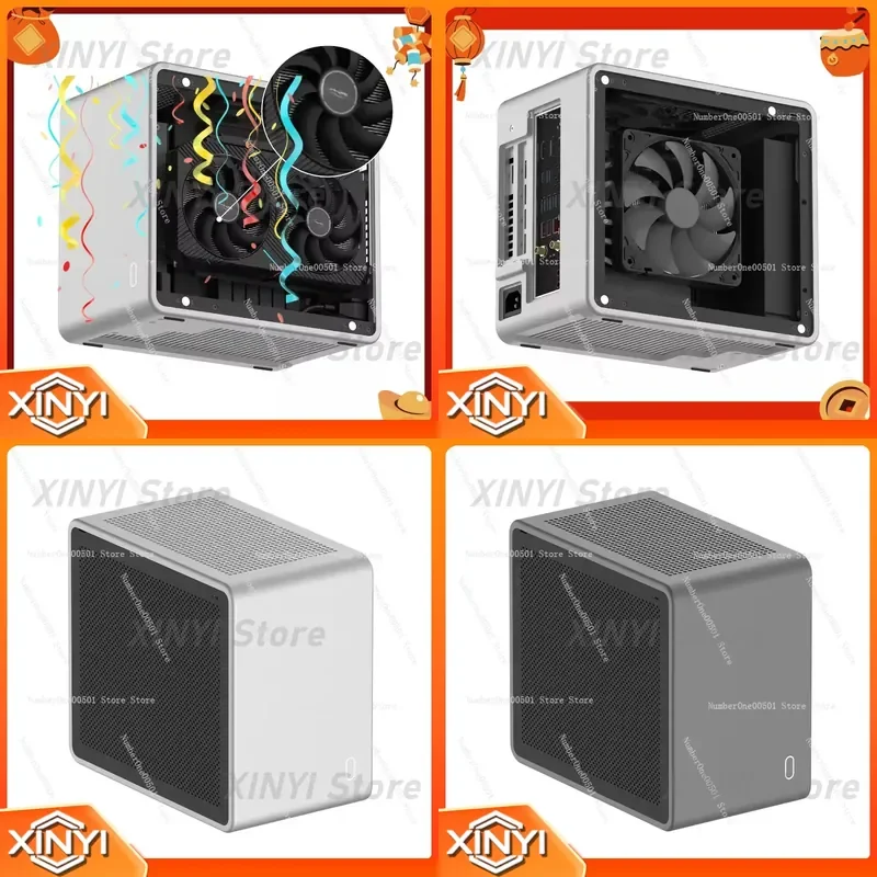 MQ6 Full Aluminum ITX Mini PC Case for Desktop Build A4 GPU Support Small Chassis for Ryzen Intel CPU Motherboard Cooling Fan