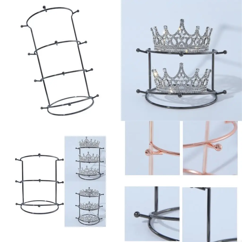  Crown Jewelry Display Stand Sturdy Stainless Steel Construction Easy Assembly Detachable for Exhibitions Home Decors Use