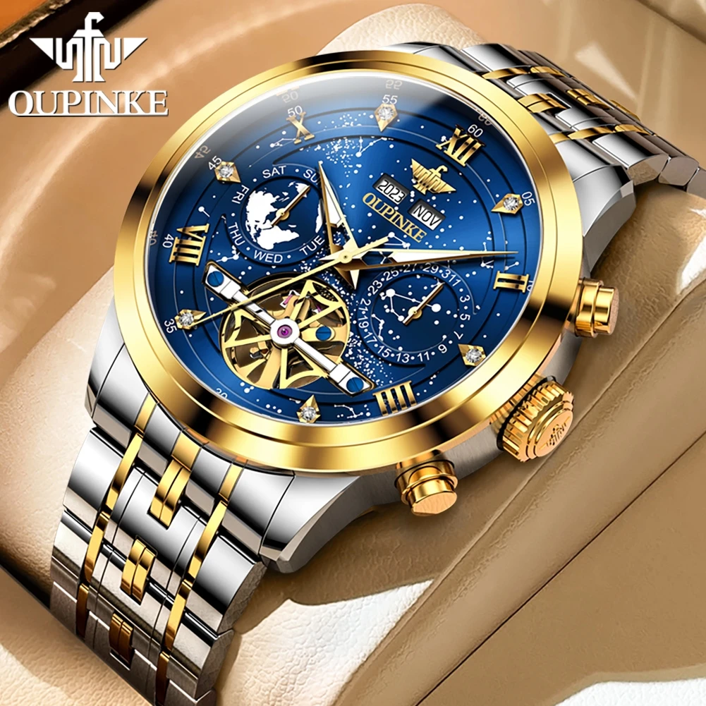 

OUPINKE 3255 Mens Watch Multifunctional Fully Automatic Mechanical Watch﻿ Waterproof Tungsten Steel Watches For Man Original