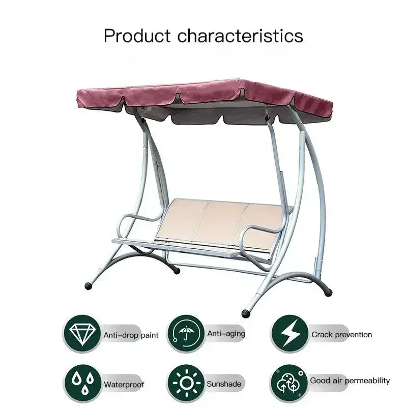 Black Folded Garden Swing Canopy Sunshade Courtyard Silver Coated Corner Pockets Number Of Pieces Oxford Cloth
