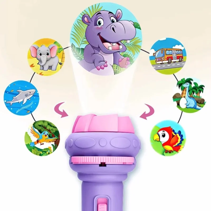 10Pcs Cards Cartoon Projection Flashlight Patterns Creative Children Flashlight Toy Projector Baby Toys Bedtime Story Book Toy