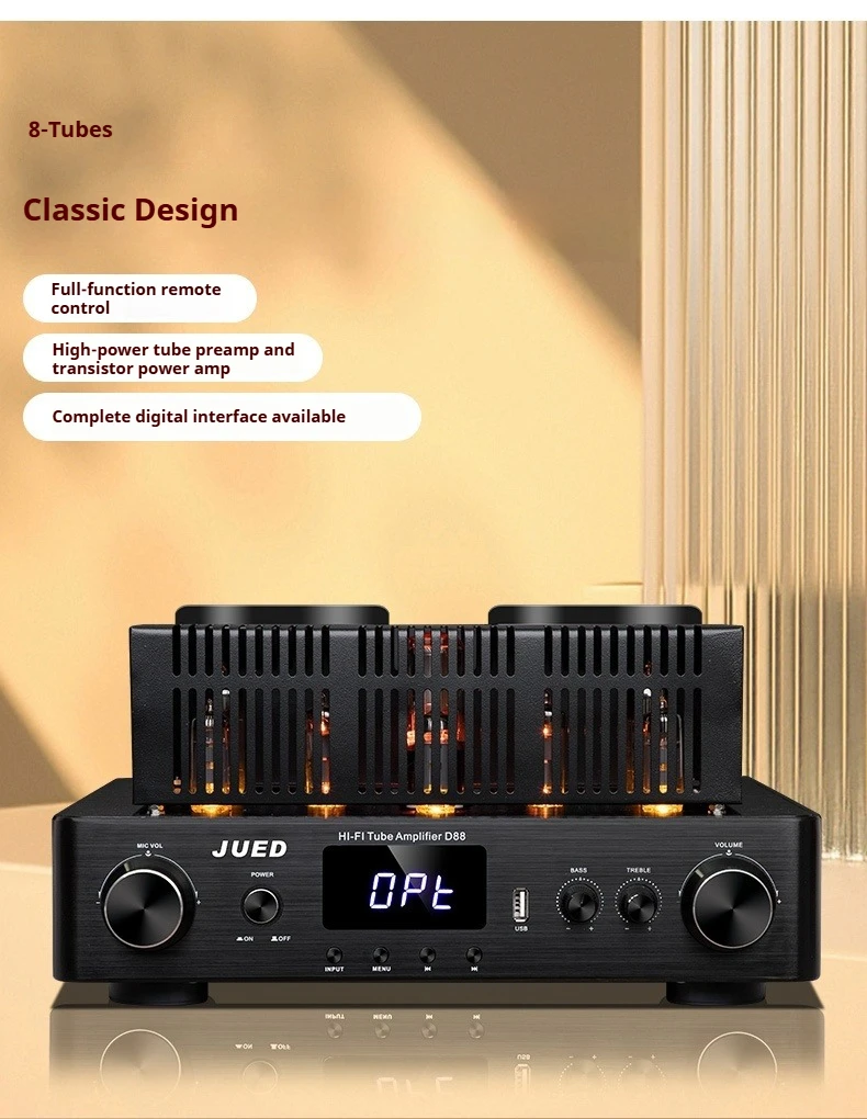 JUED D88 220 واط + 220 واط EL84 أنبوب مكبر للصوت الهجين توشيبا الترانزستور HiFi أمبير مع بلوتوث USB DAC البصرية KTV ريفيرب #5