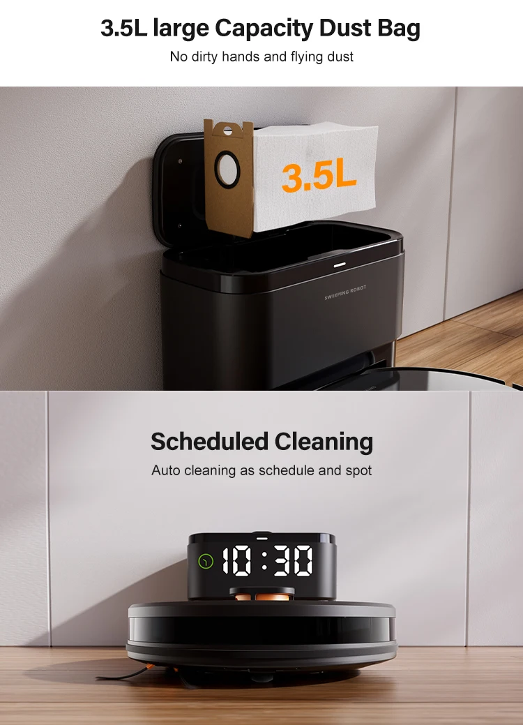 Purerobo Robot Aspirapolvere Pulizia automatica Ricarica Libreria Pulizia temporizzata con annuncio vocale Robot spazzatrice intelligente