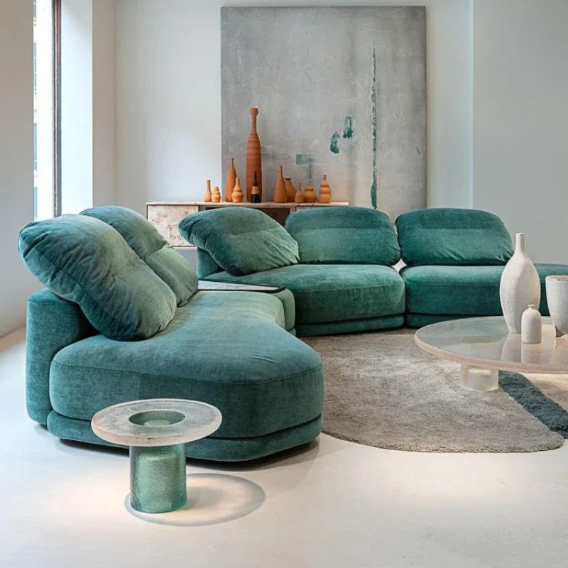 Italian minimalist module combination cliff sofa large flat layer combination designer special-shaped fabric sofa