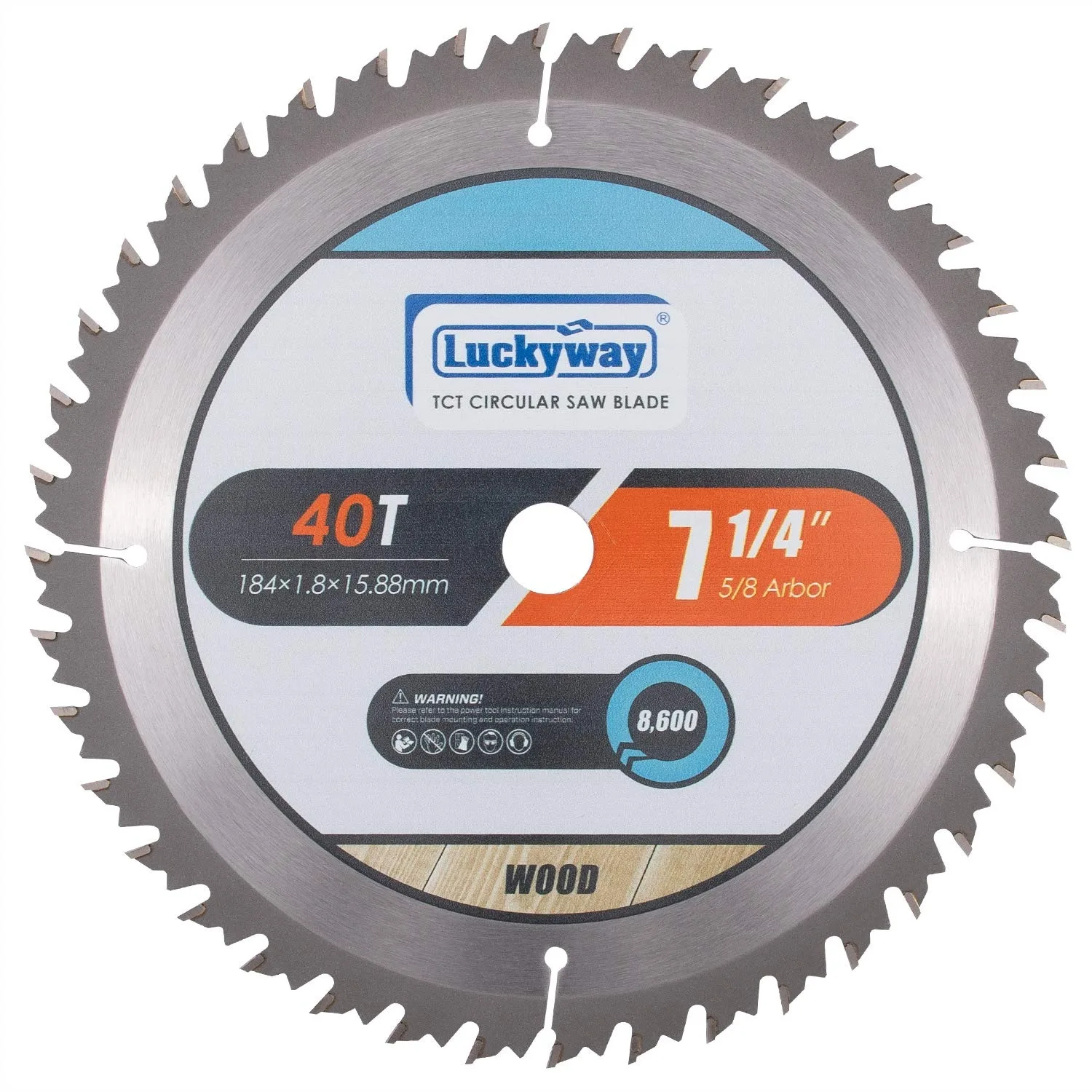 

7-1/4 Inch Circular Saw Blade 40T TCT Tungsten Carbide for Ripping/Crosscutting, 5/8 Inch Arbor, Thin Kerf Smooth Cuts