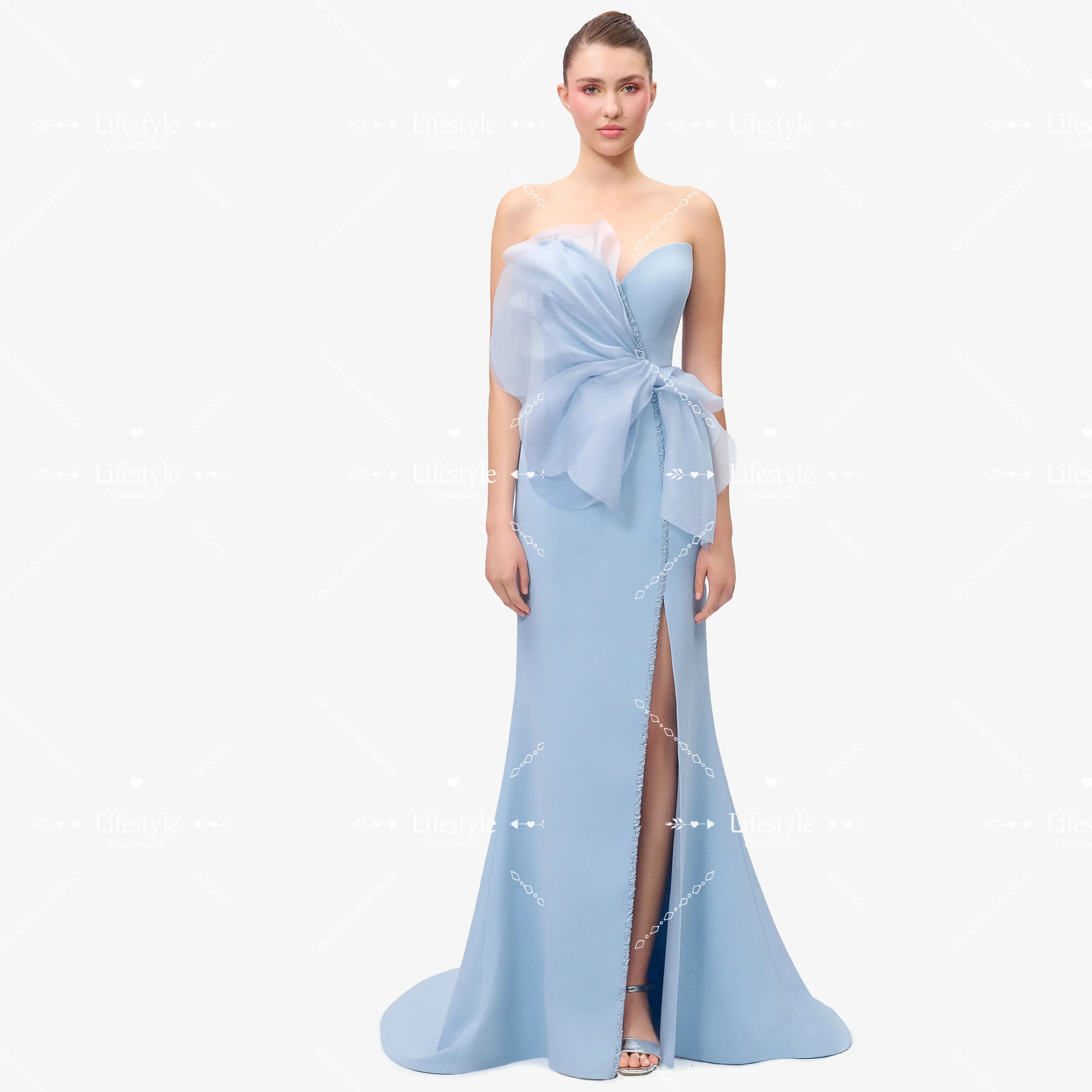 

Customized Sweetheart Neck Beads Bow Evening Dresses 2025 Mermaid Ruched Formal Prom Gown vestidos para eventos especiales