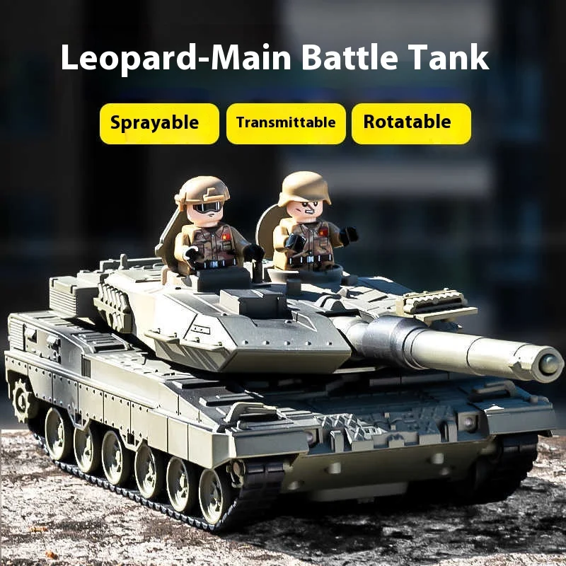 Leopard 2, carro armato da battaglia principale T99a, modello di veicolo spray in lega, veicolo blindato cingolato di simulazione, auto giocattolo per bambini con accessori