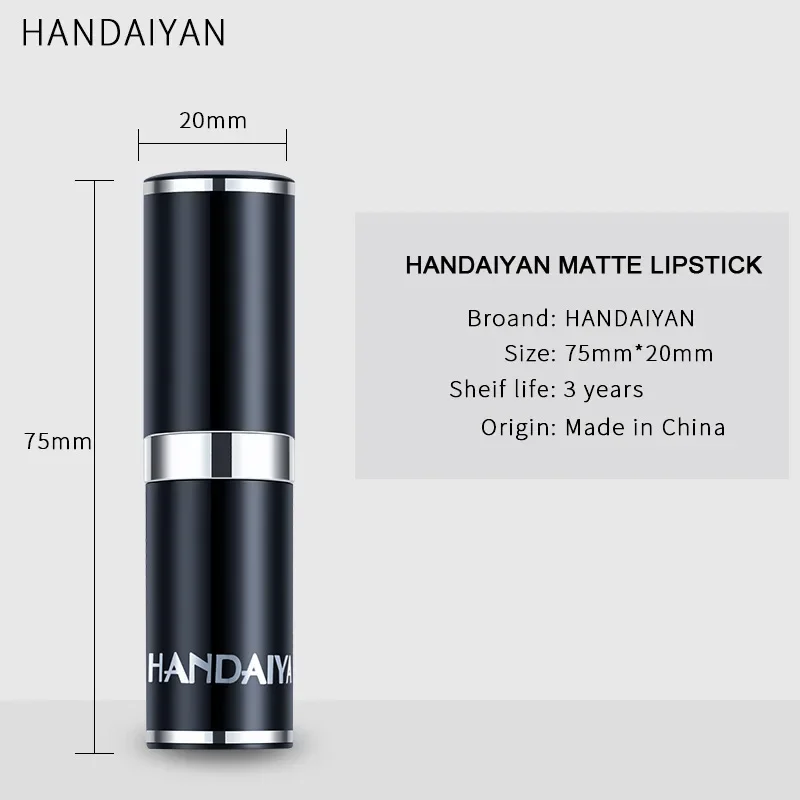 HANDAIYAN-batom matte duradouro impermeável, veludo, nu, rosa, sexy, vermelho lábio matiz, antiaderente copo, brilho labial, maquiagem cosmética