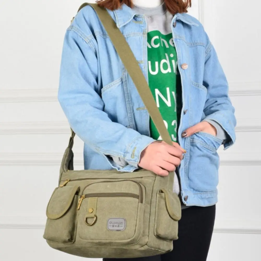 

Large Capacity Outdoor Shoulder Bag Canvas Multifunctional Climbing Storage Bag Adjustable Multi-layers Travel Tool Bag Cycling