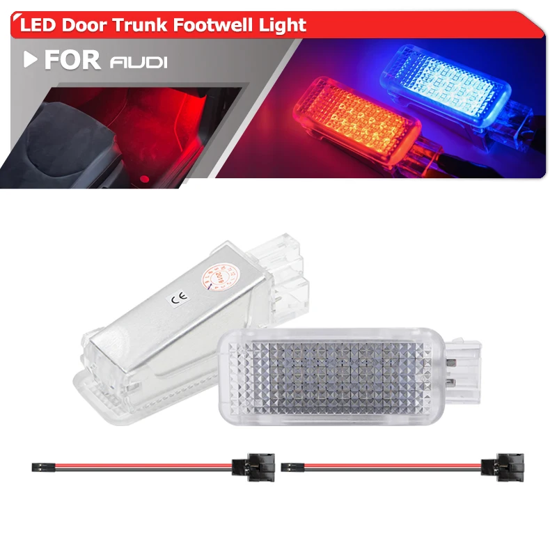 Image of 2x Für Audi A7 S7 A8 S8 8R Q5 4L Q7 8N 8J TT R8 A1 A3 A5 A6 RS4 RS6 Weiß/Rot/Blau Innen Led Schritt Tür Stamm Handschuh Boot Licht