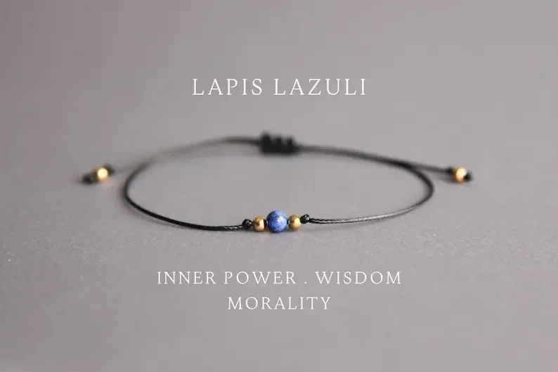 Pulsera de piedras preciosas deslizantes curativas de lapislázuli para hombres y mujeres