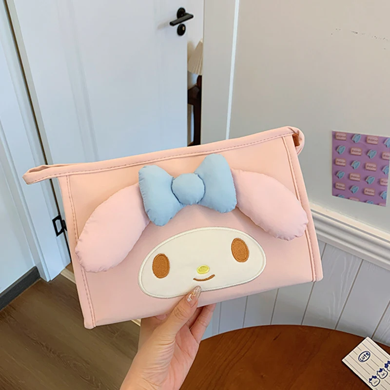 Kawaii Anime My Melody Kuromi Cartoon Makeup Bag Sanrioed Hangyodon Pochacco Toiletry Bag Commuter Bag Casual Tote Bag Kid Gift