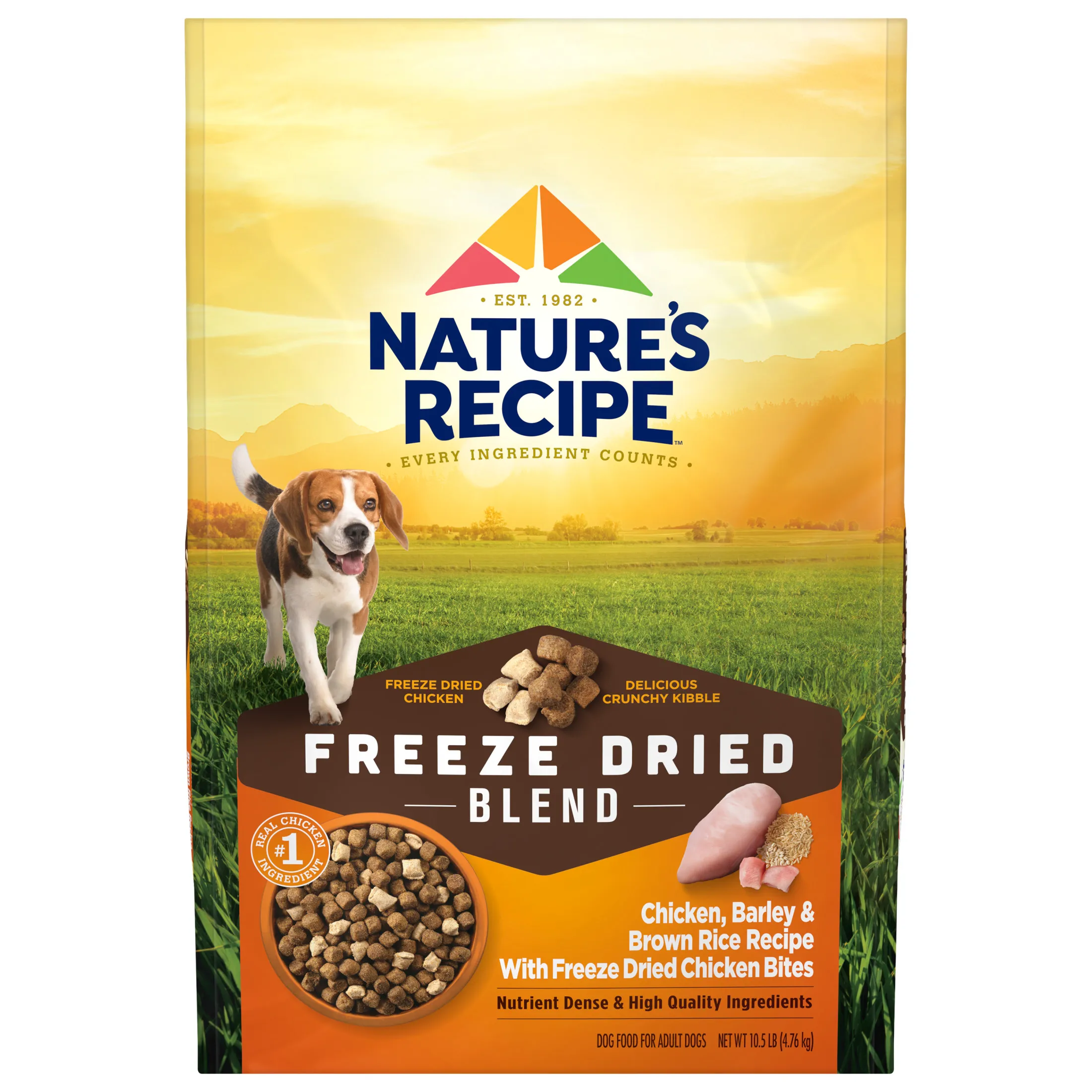 Nature's Recipe Freeze Dried Chicken Barley Brown Rice Dog Food 10.5 lb Bag