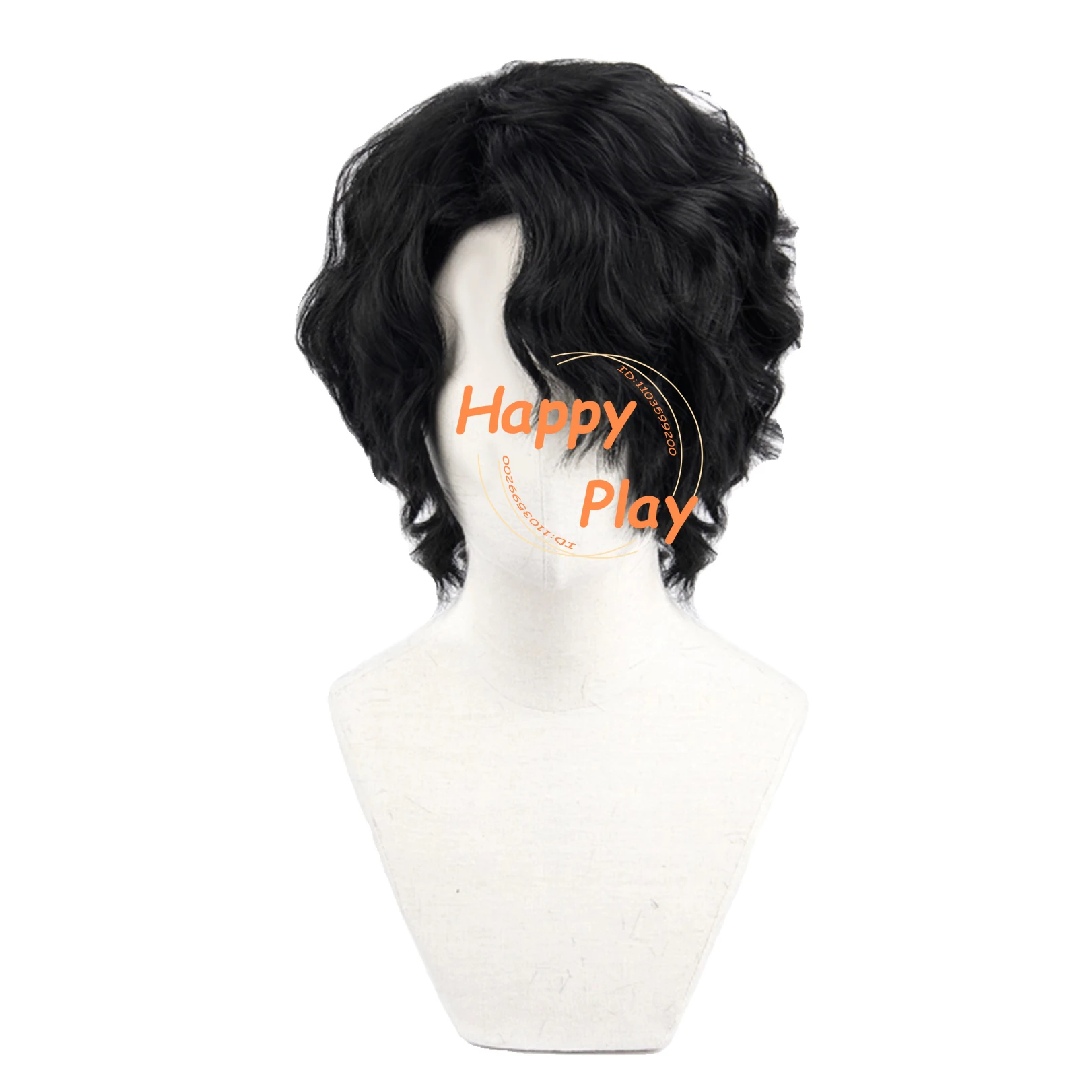 35cm Sakusa Kiyoomi Cosplay Wig Short Fluffy Curly Wave Black SKS Anime Cos Wigs Heat Resistant Synthetic Hair Halloween Cos