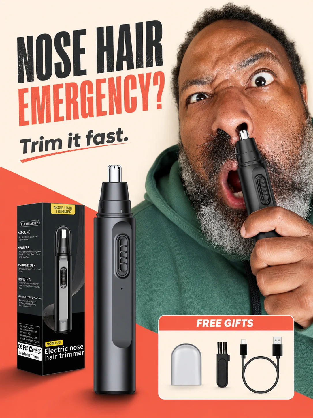 

Upgrade 2.0, Rechargeable electric nose hair trimmer Nose hair razor Ear hair trimmer Spot hair trimmer Spot shaving