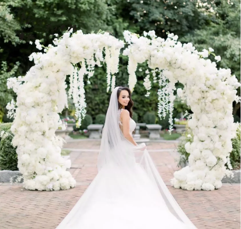 

2pcs moon shape white metal stand for wedding stage backdrop