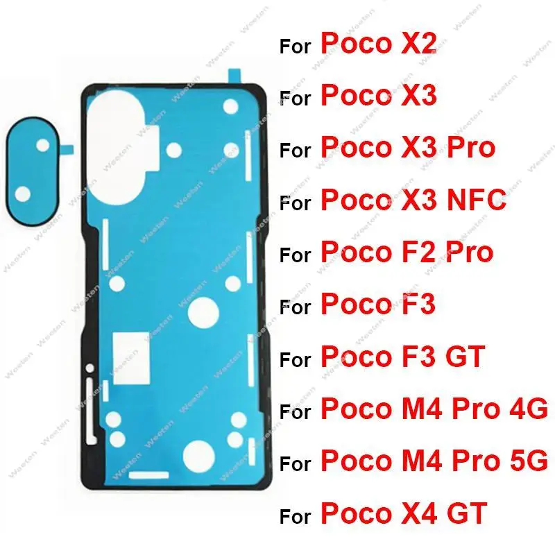 Naklejka samoprzylepna na tylną obudowę baterii do Xiaomi Poco X2 X3 X3Pro X3NFC Poco M4 F2 Pro F3 X4 GT Taśma samoprzylepna na tylną kamerę
