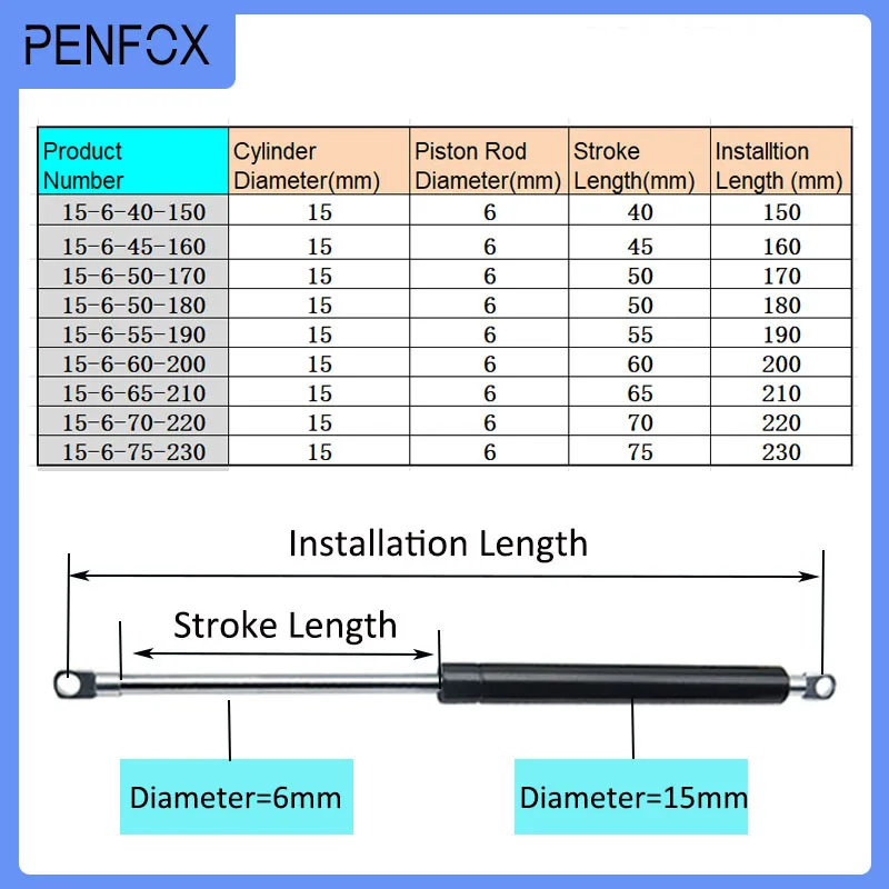 1PC 150mm-230mm 15kg/150N Car Struts Front Bonnet Hood Rear Trunk Tailgate Boot Shock Lift Strut Support Bar Gas Spring Bus RV