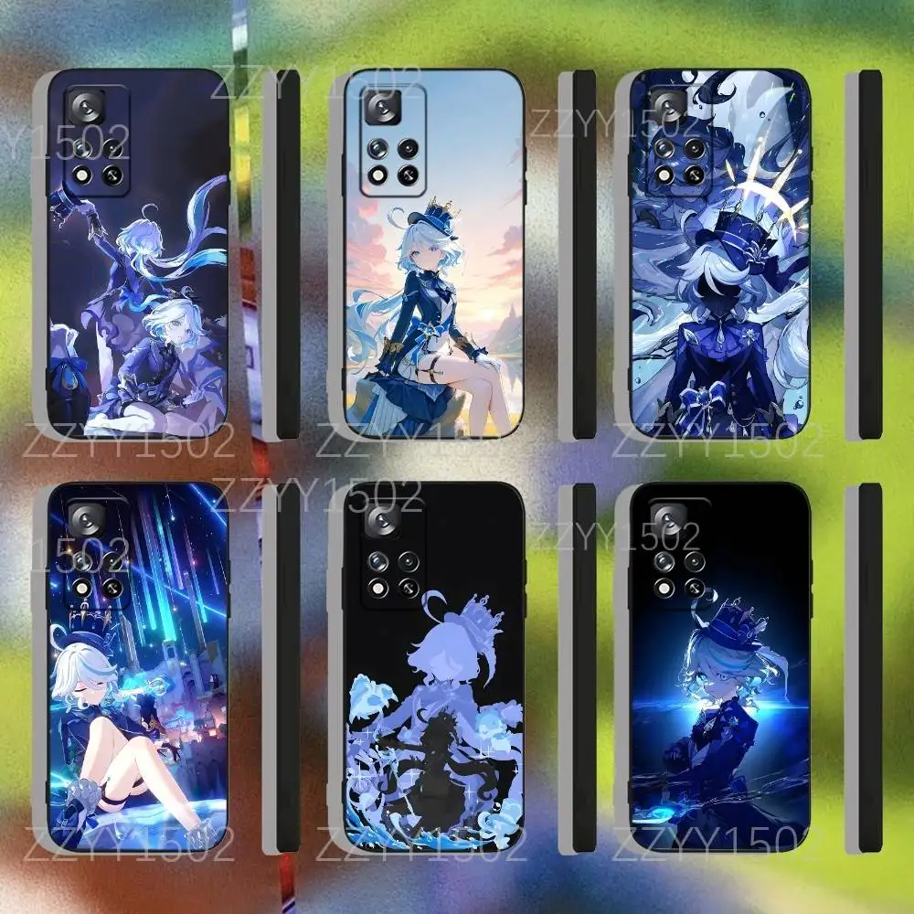 

G-Genshin Impact Furina Phone Case For Samsung S25,S24,Ultra,S20,S30,Plus,S22,S23,Ultra,Plus,5G Black Silicone Soft