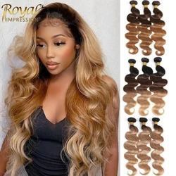 Body Wave Bundles Human Hair 1/3/4 PCS Brazilian Hair Weave Bundles Ombre Colored 1b/27 Bundles Virgin Hair Weave Extensions