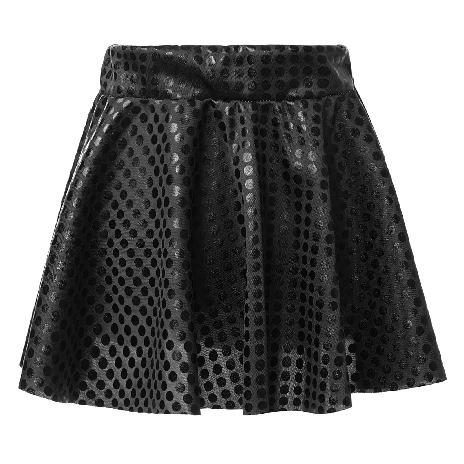 

Girls Sparkling Dot Print Shiny Dance Mini Skirt Elastic Waist Swing A-line Skirt for Summer Casual Daily Performance Skirts