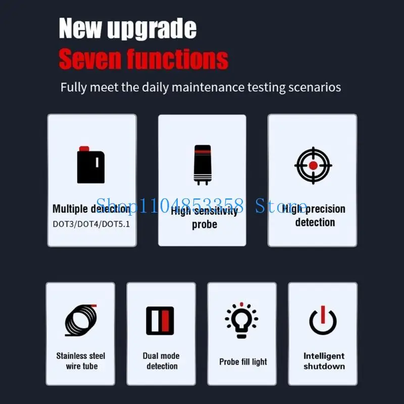 652F Brake Fluid Tester Car Brake Liquid Digital Tester Fit for DOT3 DOT4 DOT5.1 Accurate Oil Quality Check Sound Light Alarm