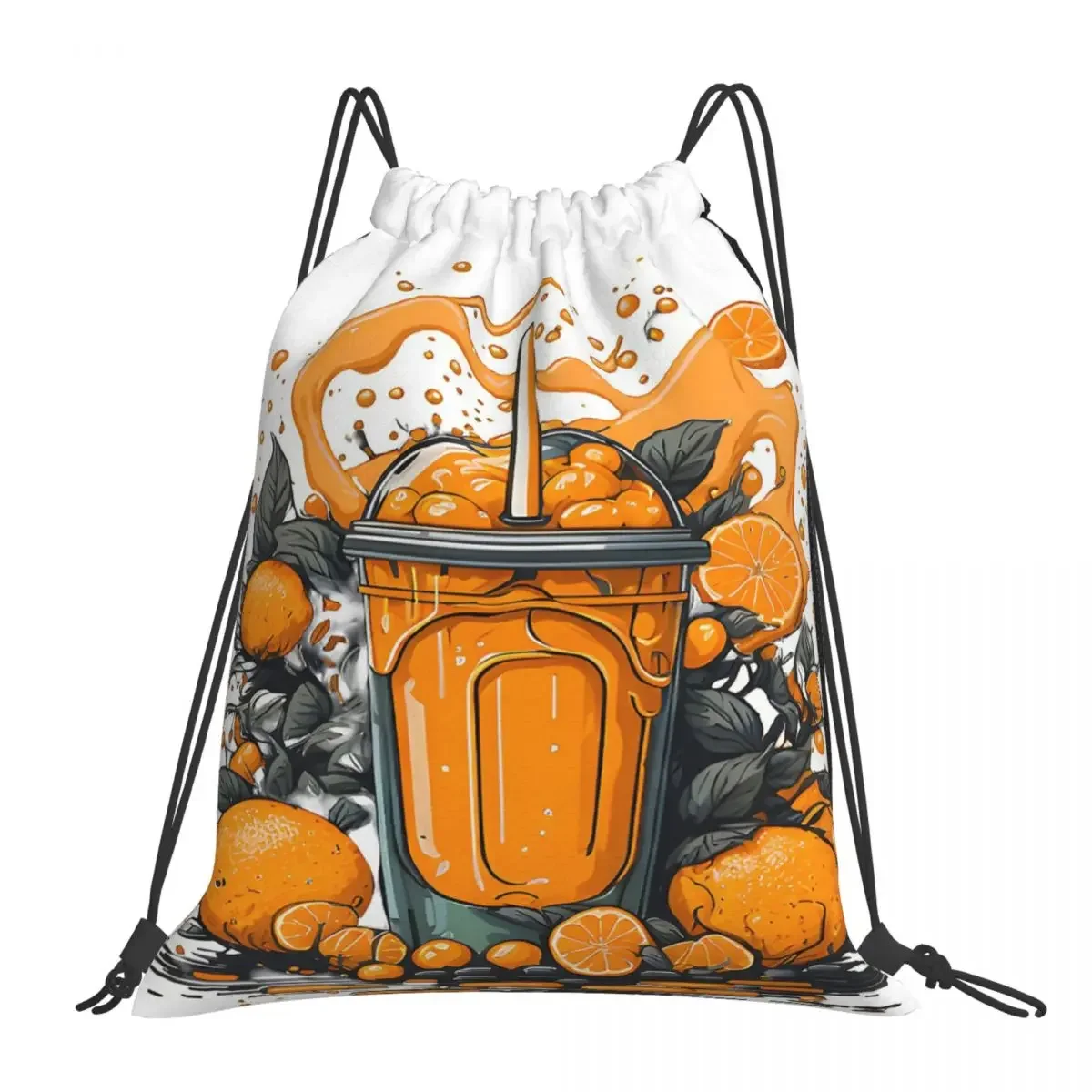 Fresh Orange Juice The Best For Summer To Be Active Backpacks Drawstring Bags Drawstring Bundle Pocket Sports Bag BookBag