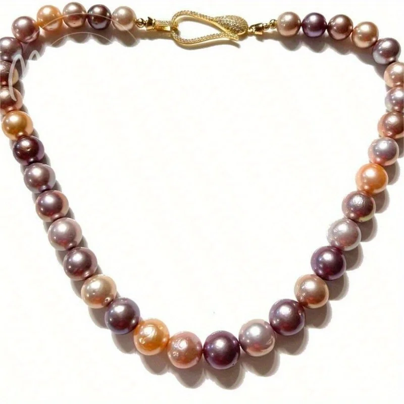 

MYSOYA 9-10 мм натуральный розовый фиолетовый пресноводный жемчуг ожерелье разных размеров ручной работы DIY ювелирные изделия с подарочной коробкой подарок на день рождения и свадьбу