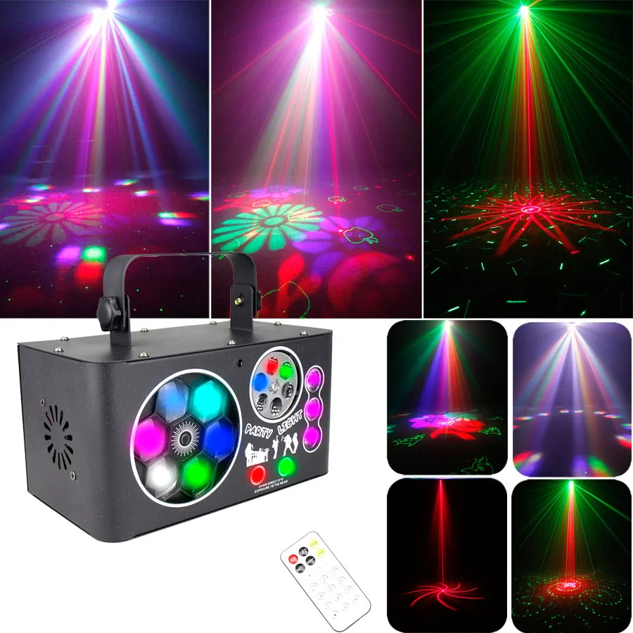 

17 глаз 4IN1 RG Patterns Лазерный проектор Стробоскоп Окрашивание сценического эффекта RGB Светодиодный луч DJ Disco DMX Вечеринка Танцевальная лампа X410
