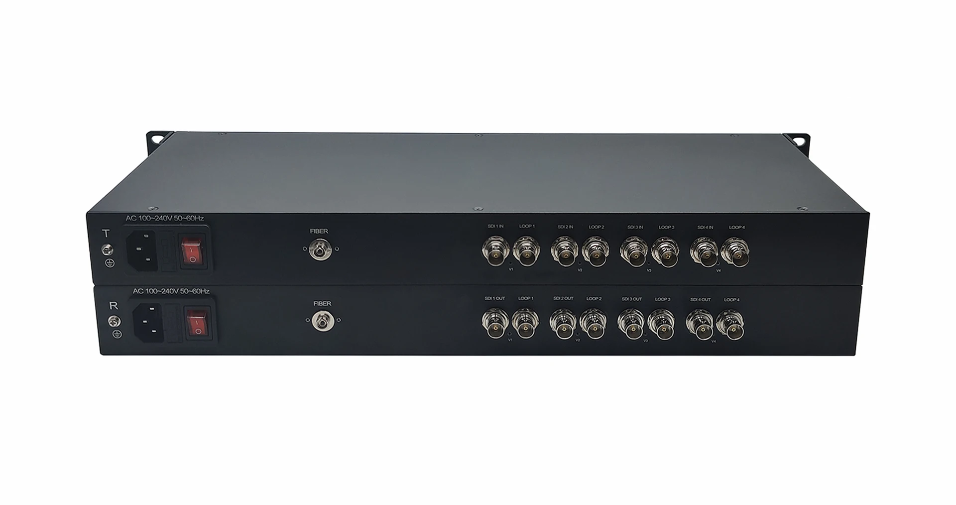 

1U Rack Mount 4 Channel forward 3G SDI Video Fiber Converter Extender with loop