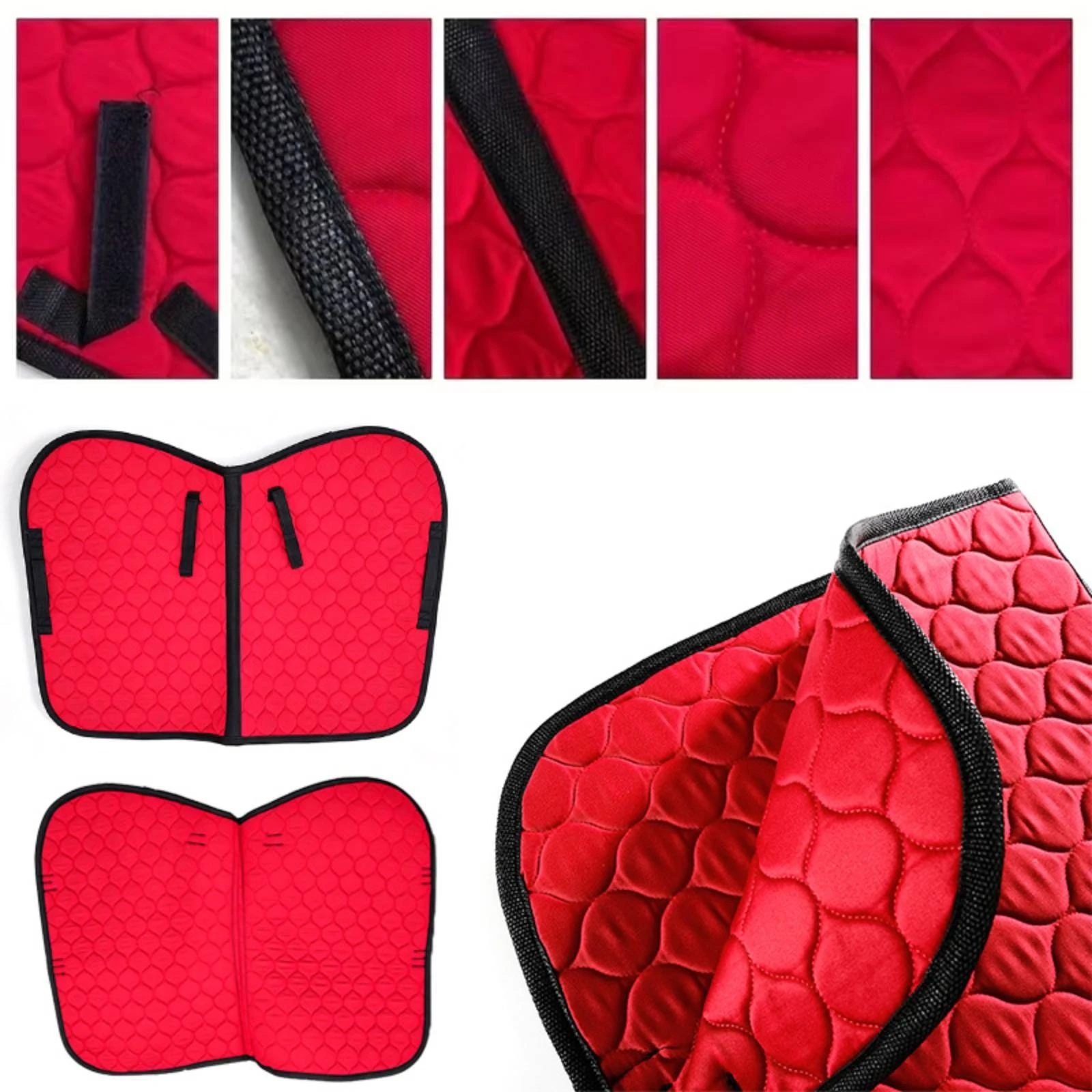 Quilted Equestrian Saddle Pad Comfortable Contoured Saddle Pad with Straps Cushioned Versatile for Equestrians, Schooling