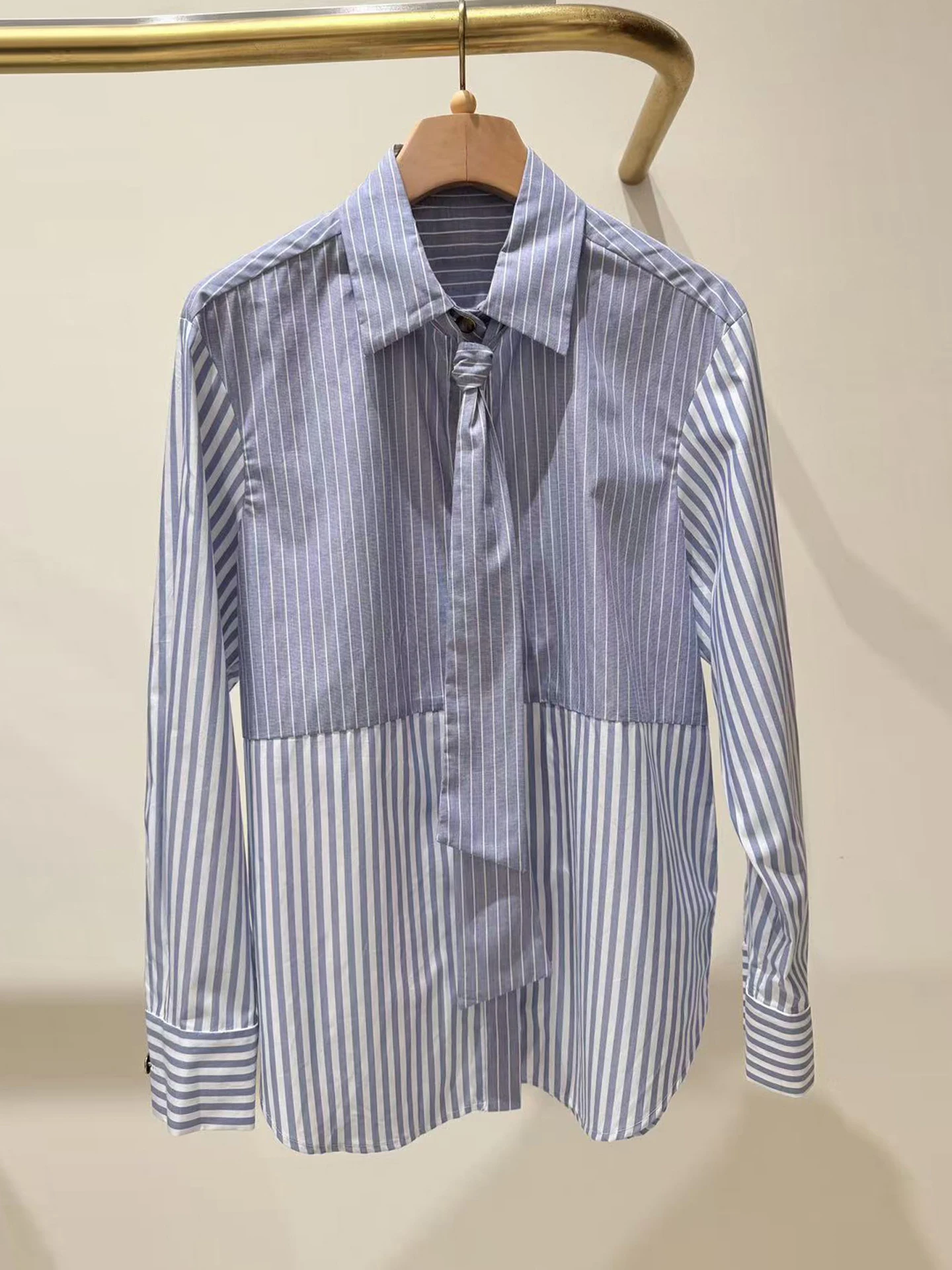 

S Home Southern Oil High End Women's irt Autumn New College Sle Striped Button up Long Sve Casual Top for Young Girls