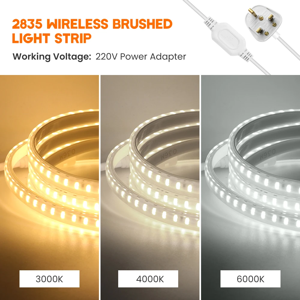 10m 20m LED Strip Lights 220V 2835 Waterproof LED Tape High Bright 120 LEDs/m Flexible Ribbon Outdoor Lamp With UK Power Plug