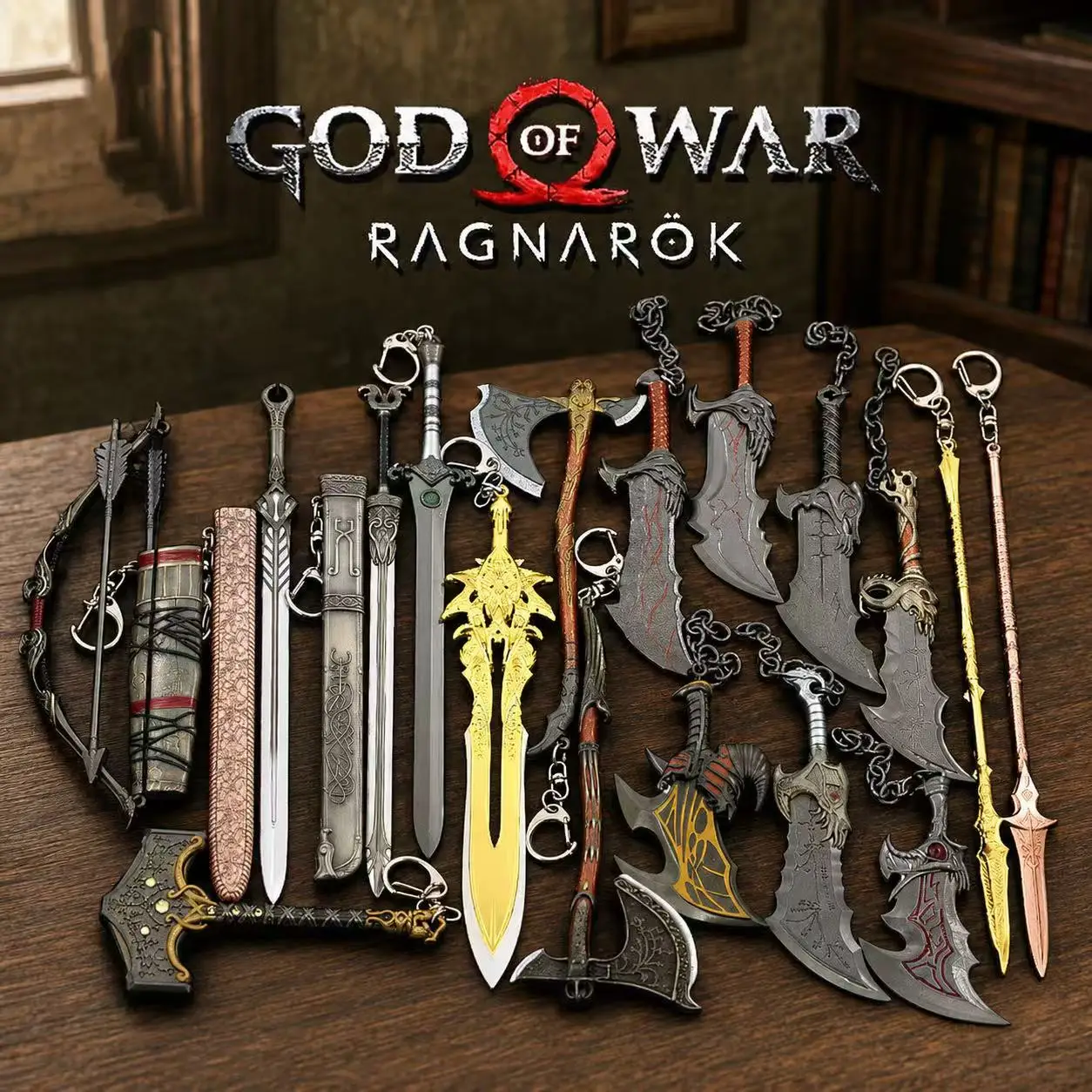 God Of War Ragnarok Zinc Alloy Keychain Mini Figure Pendant Collectible Game Peripheral Desktop Decoration Souvenir Gift