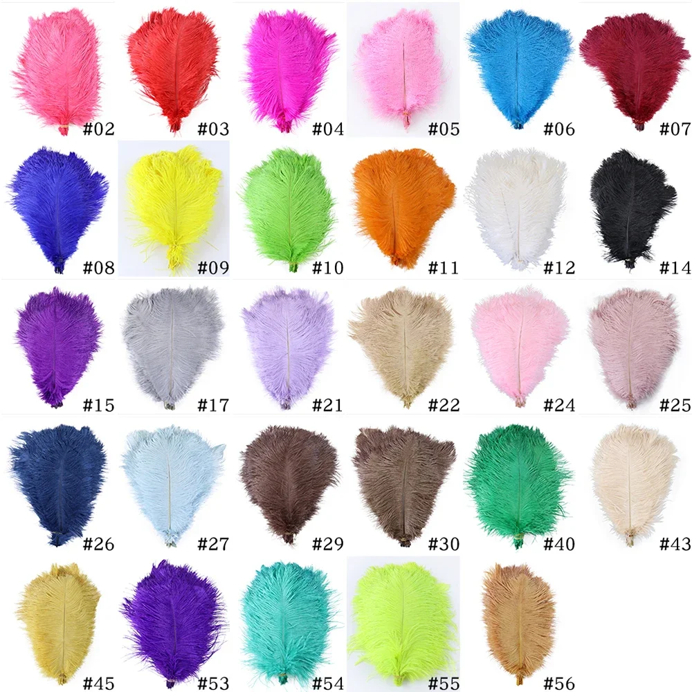 10Pcs Dyed Ostrich Feathers 25-30CM Soft Fluffy White Plumes For Wedding Party Home Decoration DIY Crafts Accessory Feather boas