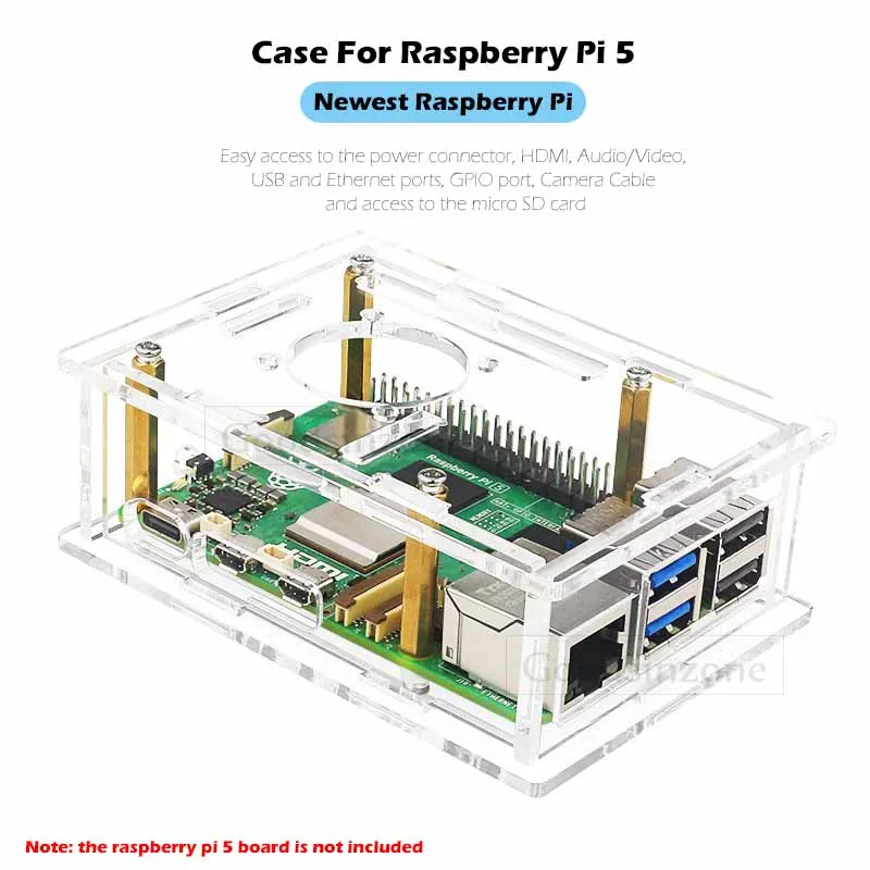 Newest Raspberry Pi 5 Case with Fan Kit, Pi5 Cooling Fan Case Shell Protective Box 2023 Newest Set for Raspberry Pi 5