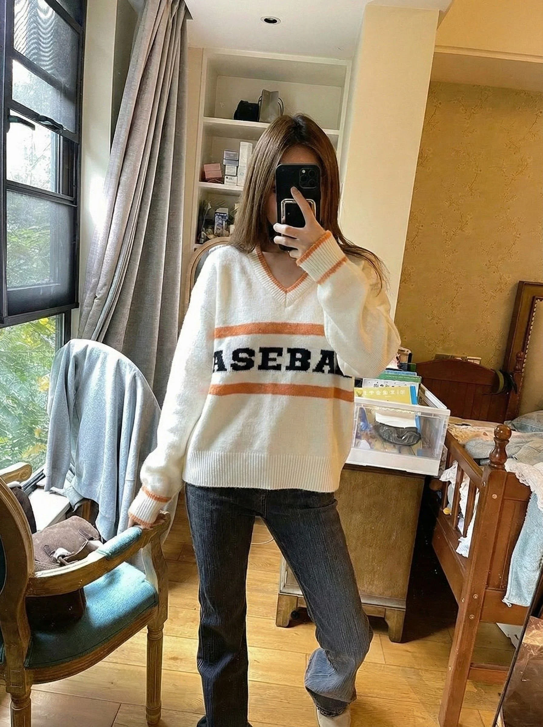 

Теплый свитер с V-образным вырезом, приталенный, с длинными рукавами, женская модная базовая одежда, милый стиль, зимний трикотаж прямого кроя, эксклюзивно онлайн