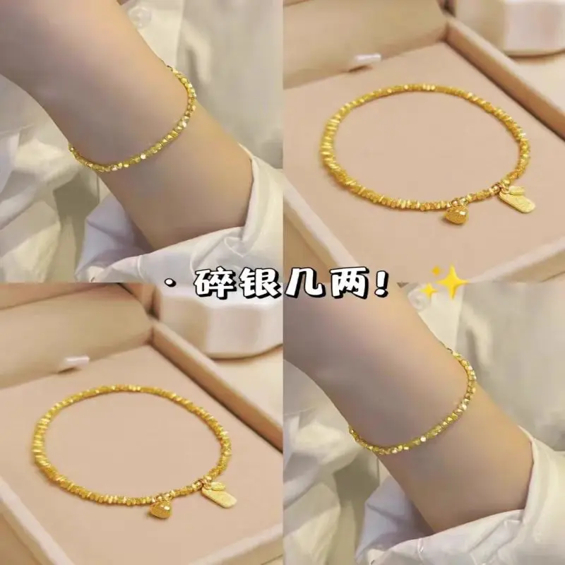 24K real gold safety buckle broken silver several bracelet au9999 fashion broken gold lotus seed bracelet