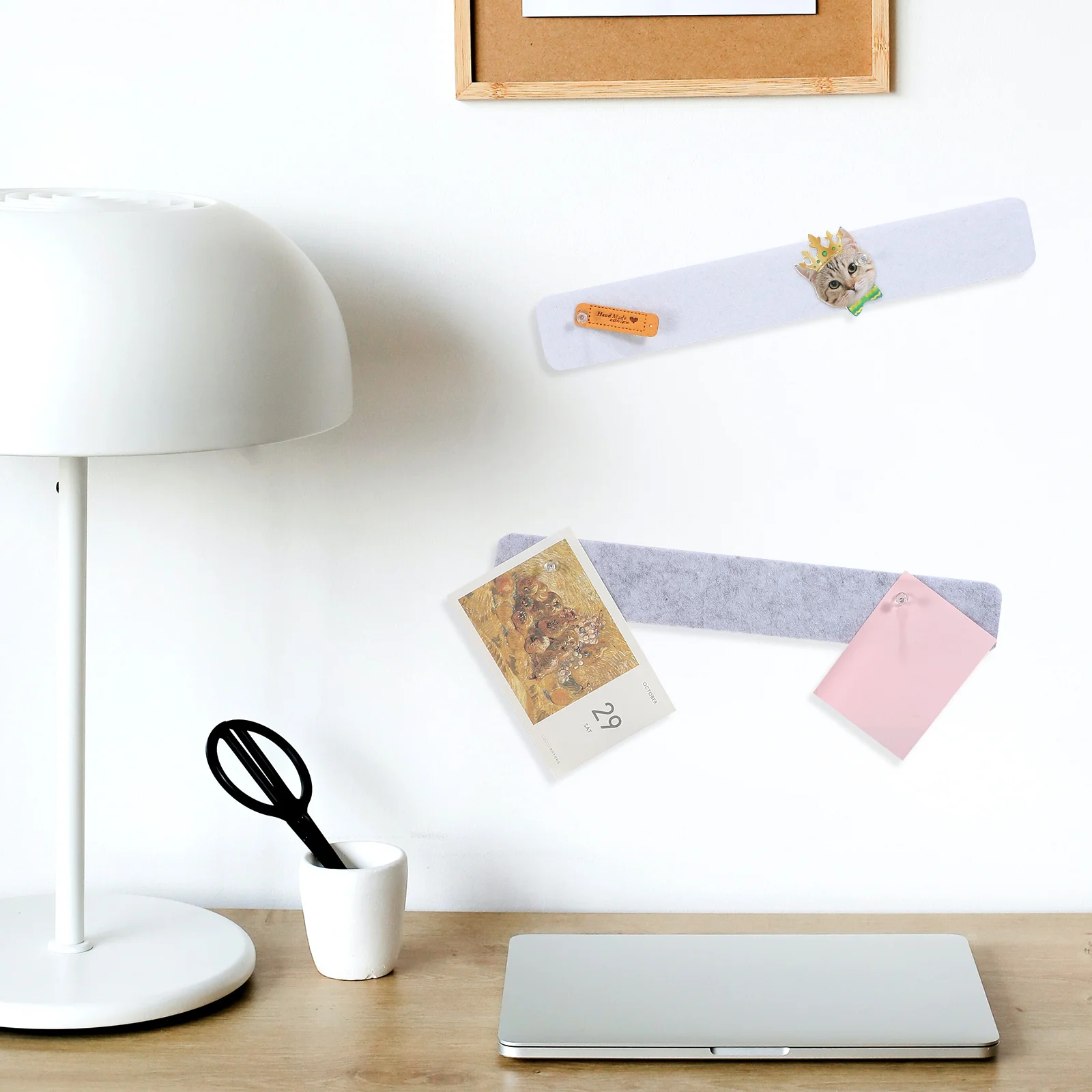 8 ชิ้น Felt Cork Board Memo Strip Bulletin Bar Decor โพลีเอสเตอร์ Self - กาว Pin สําหรับ Office