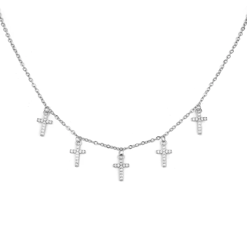 ENSHIR Inlaid Zircon Four-leaf Flower Chain Necklace for Women New Niche Light Luxury Fashion collares choker Accessories