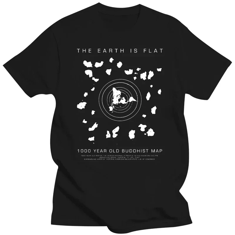 Buddhist Map, Earth Is Flat, Firmament Print Casual T-Shirt Men Brand Hot Sale Fashion Flat Earth T-shirt,