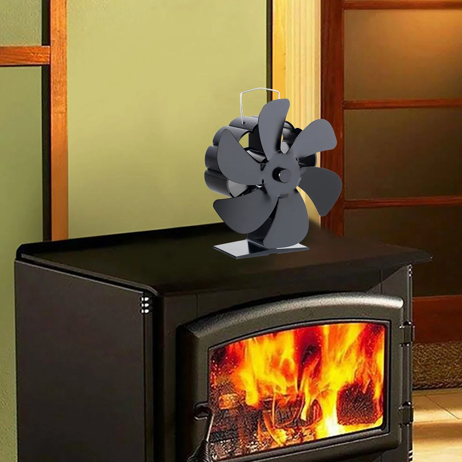 Fireplace Fan 6 Blades Stove Fan  Energy Efficient Fan With Overheating Protection Stoves Accessories Powerless Quiet Operation