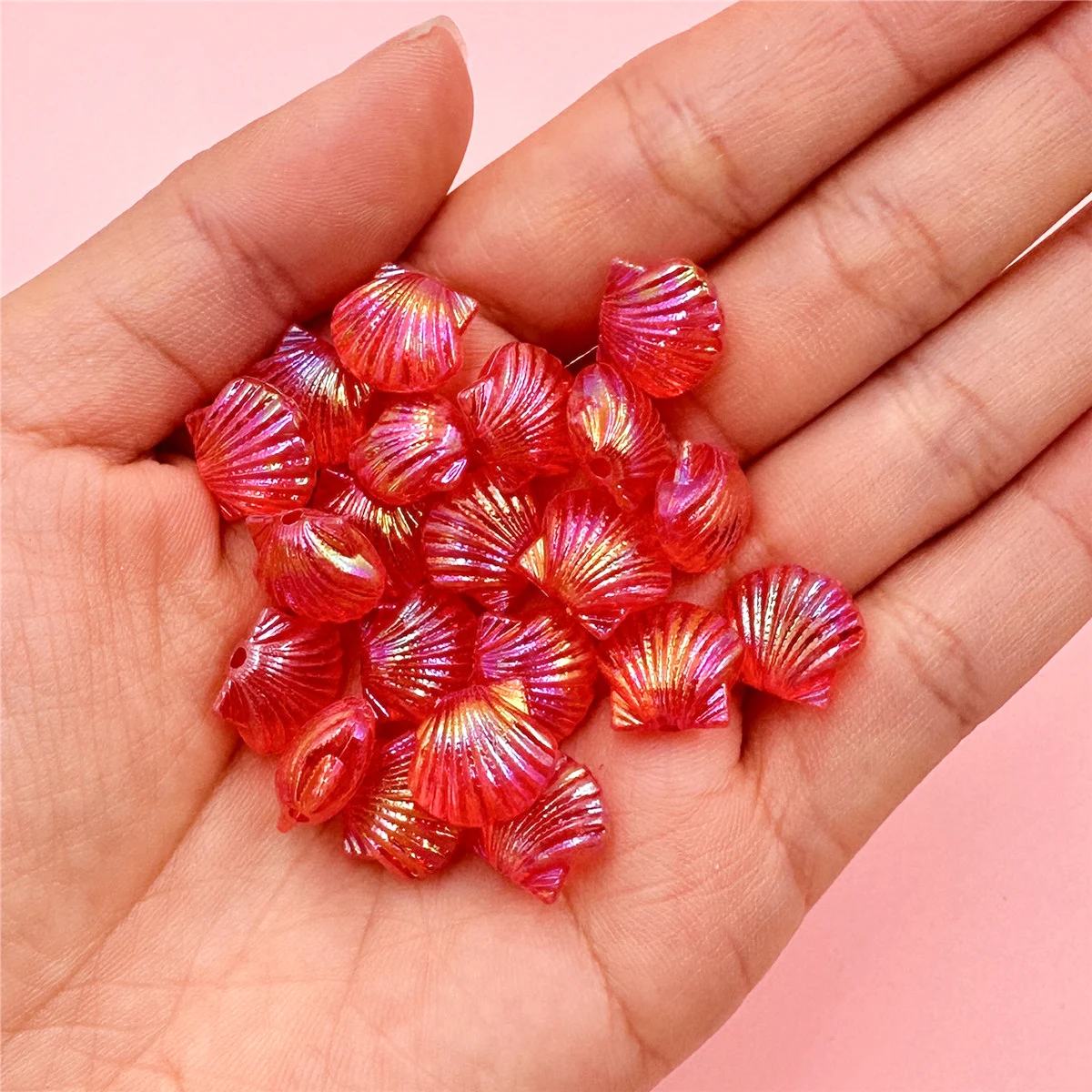 20Pcs/lot Shell Shaped Acrylic AB Color Beads Loose Pendant Jewelry DIY Necklace Handmade Accessories